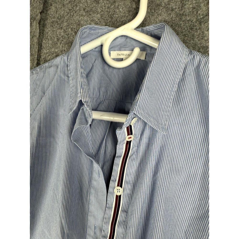 Patrizia Pepe Shirt Women's 42 Striped Button Up‎ Long Sleeve Cotton Blend